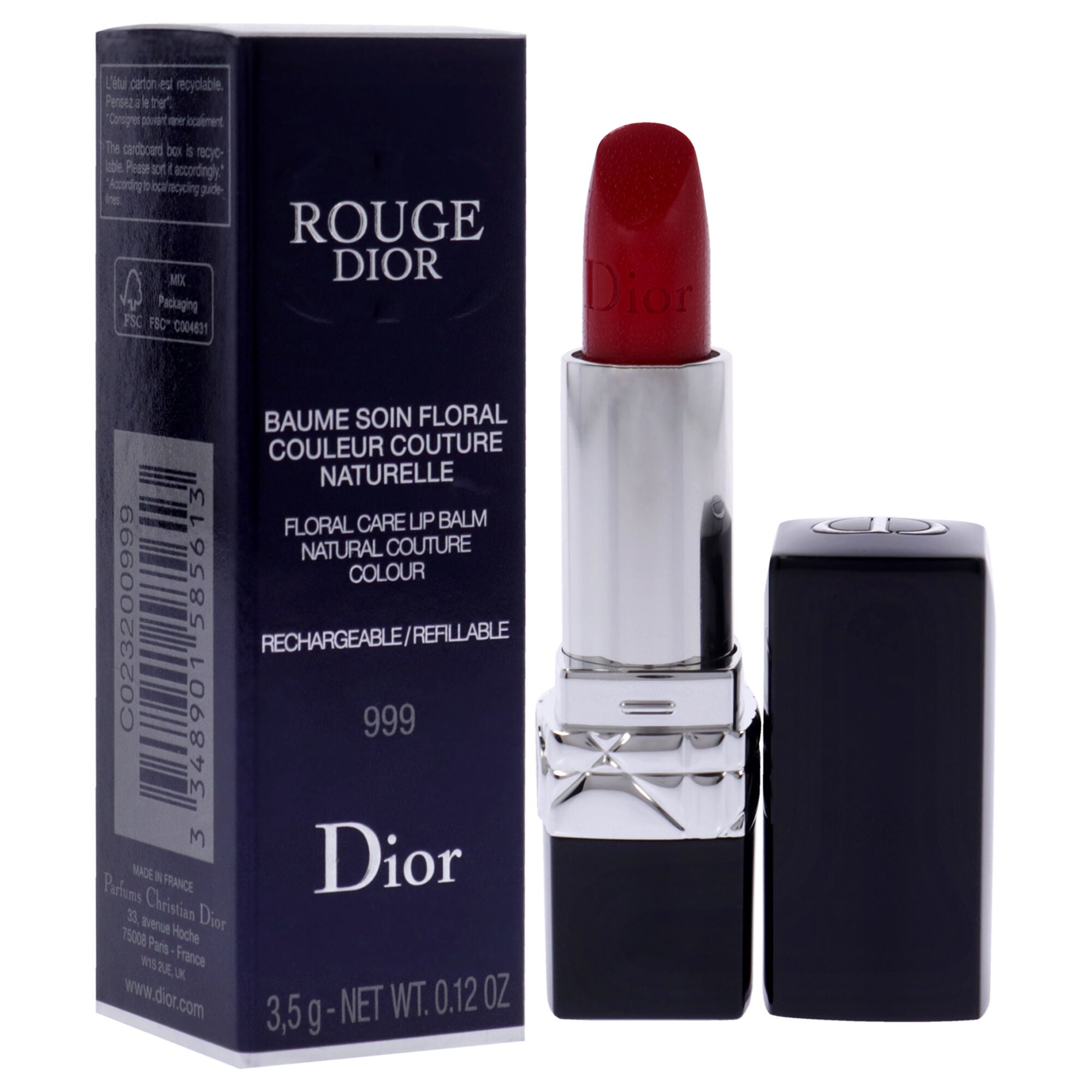 Rouge Dior Floral Care Lip Balm Satin - 999 by Christian Dior for Women - 0.12 oz Lip Balm (Refillable), , alternate image number 6