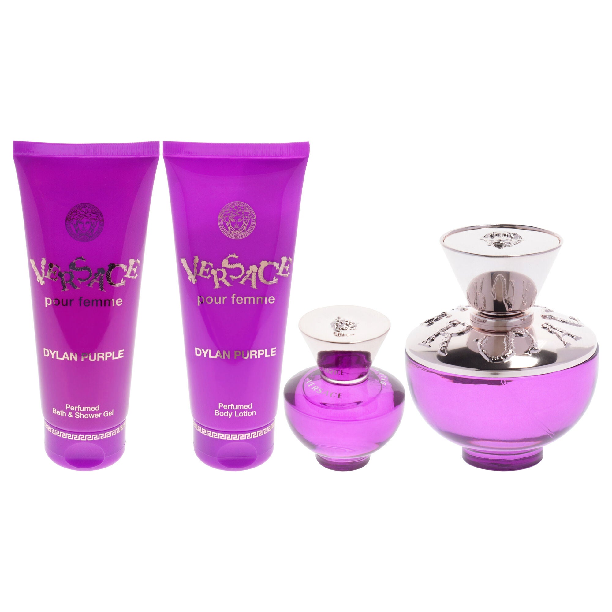 Dylan Purple by Versace for Women - 4 Pc Gift Set 3.4oz EDP Spray, 0.17oz EDP Spray Mini, 3.4oz Shower Gel, 3.4oz Body Lotion, See Description, alternate image number 4