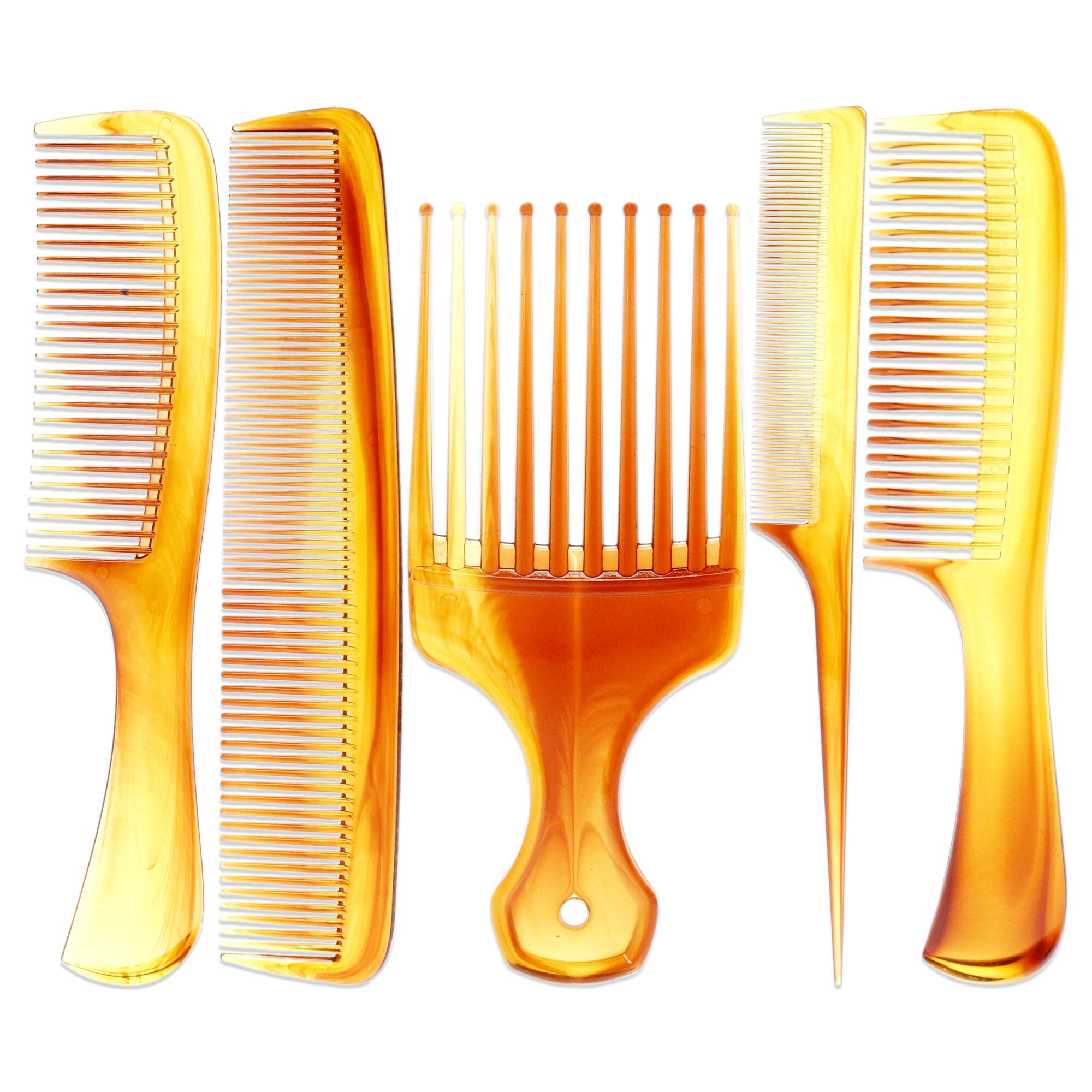 Assorted Tortoise Comb Set by Aristocrat for Unisex - 5 Pc Comb, See Description, alternate image number 2