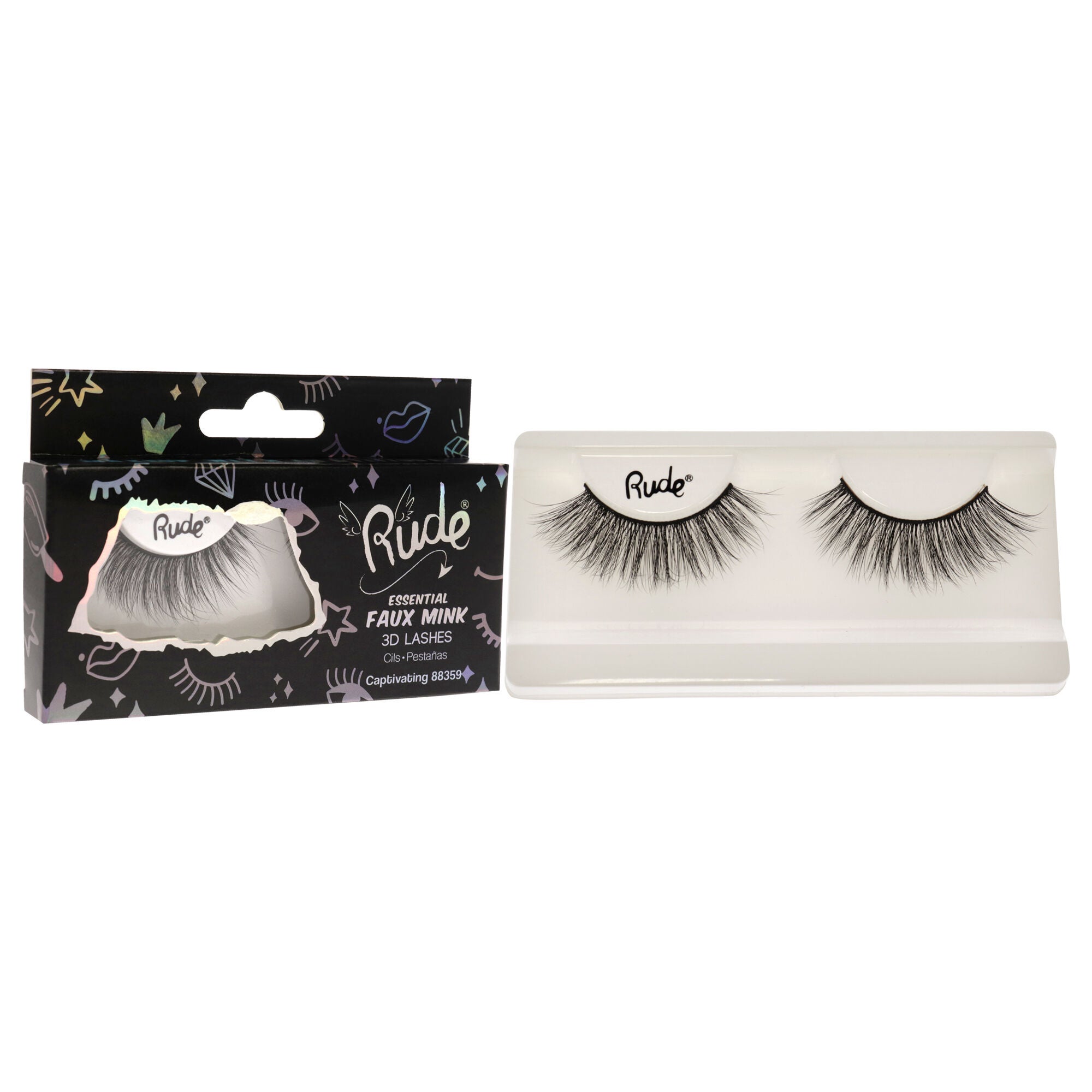 Essential Faux Mink 3D Lashes - Captivating by Rude Cosmetics for Women - 1 Pc Pair, See Description, alternate image number 2