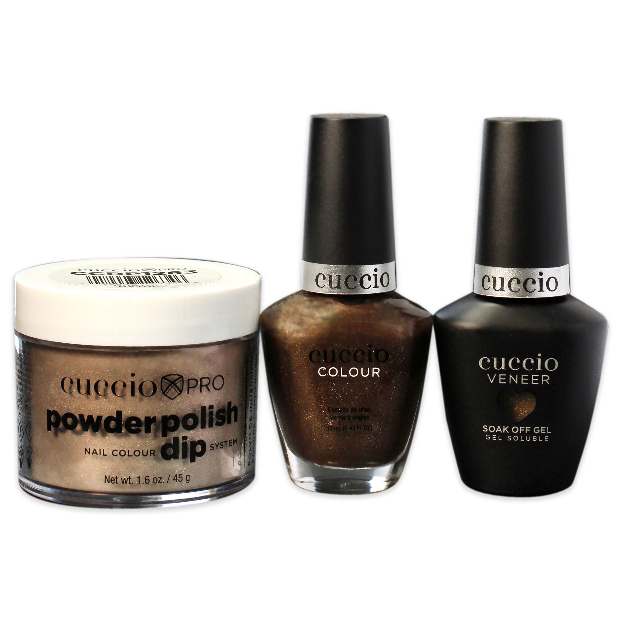 Match Makers Plus Dip - Nature Nature by Cuccio Colour for Women - 3 Pc 1.6oz Pro Powder Polish Dip System, 0.44oz Veneer Soak Off Gel, 0.43oz Colour Nail Polish, Brown, alternate image number 4