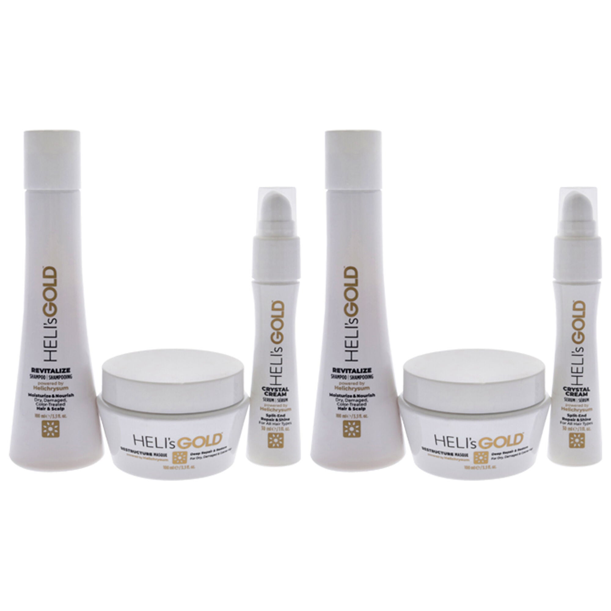 The Revival Series Travel Kit by Helis Gold for Unisex - 3 Pc 3.3oz Revitalize Shampoo, 3.3oz Restructure Masque, 1oz Crystal Cream - Pack of 2, See Description, alternate image number 3