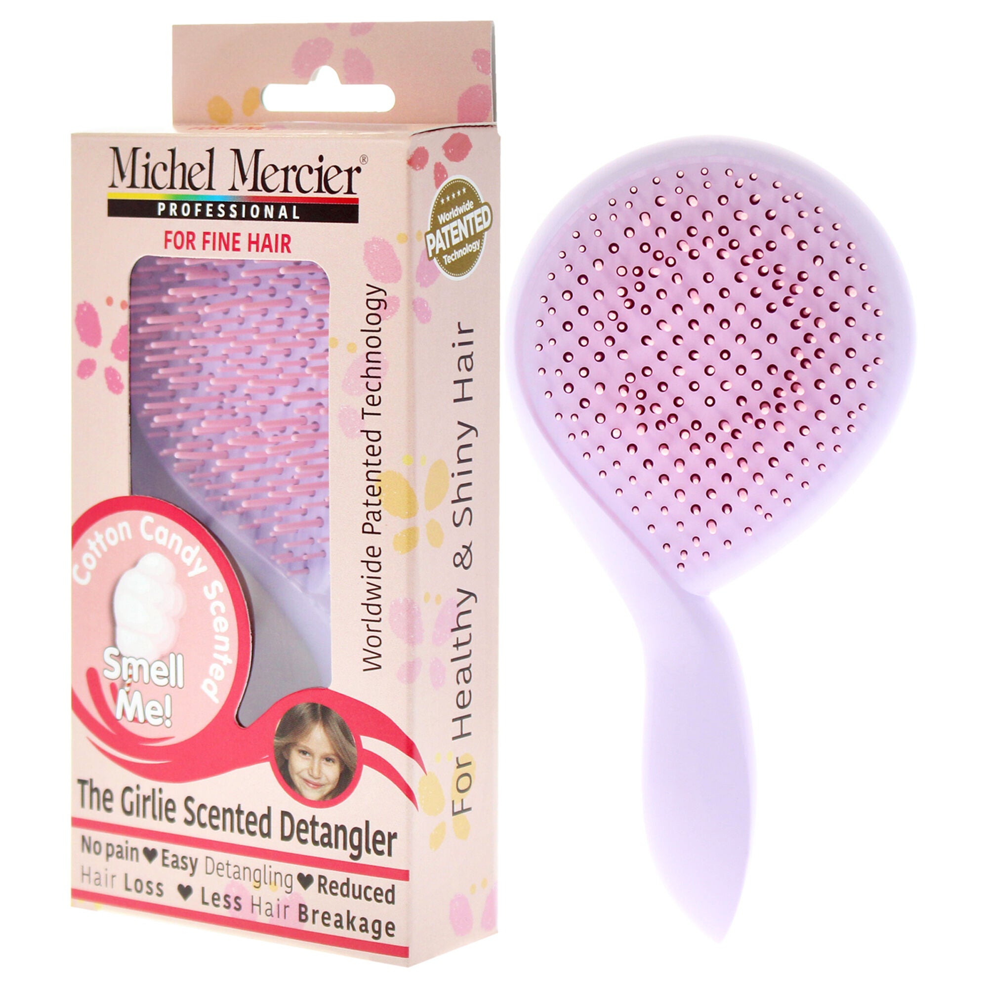 The Girlie Scented Detangler Brush Cotton Candy Fine Hair - Purple-Pink by Michel Mercier for Women - 1 Pc Hair Brush, See Description, alternate image number 3