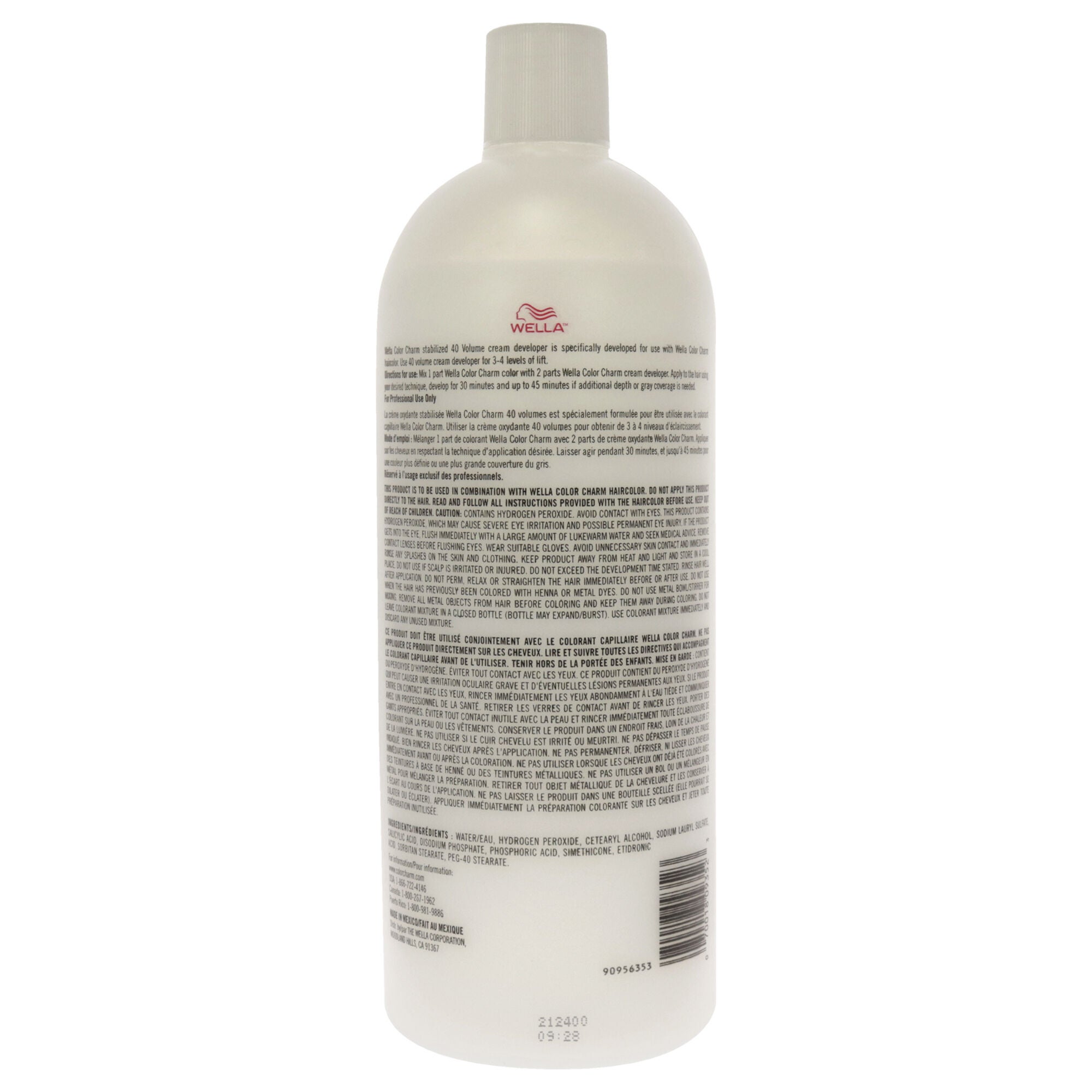 Color Charm 40 Volume Creme Developer by Wella for Unisex - 32 oz Lightener, See Description, alternate image number 2