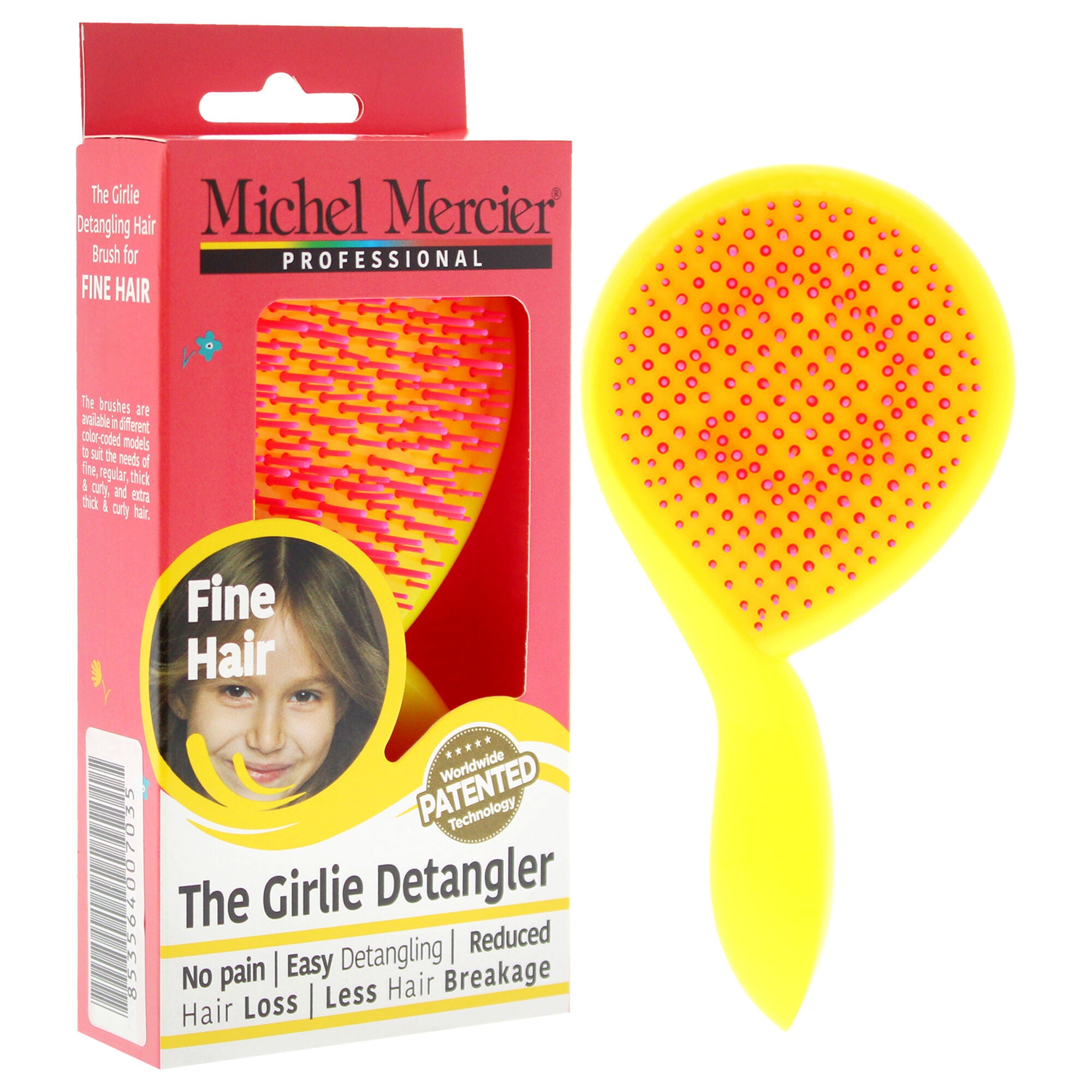 The Girlie Detangler Brush Fine Hair - Pink-Yellow by Michel Mercier for Women - 1 Pc Hair Brush, , alternate image number 6