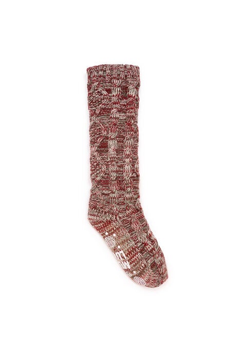 Cable Lounge Slipper Socks, RED, hi-res image number null