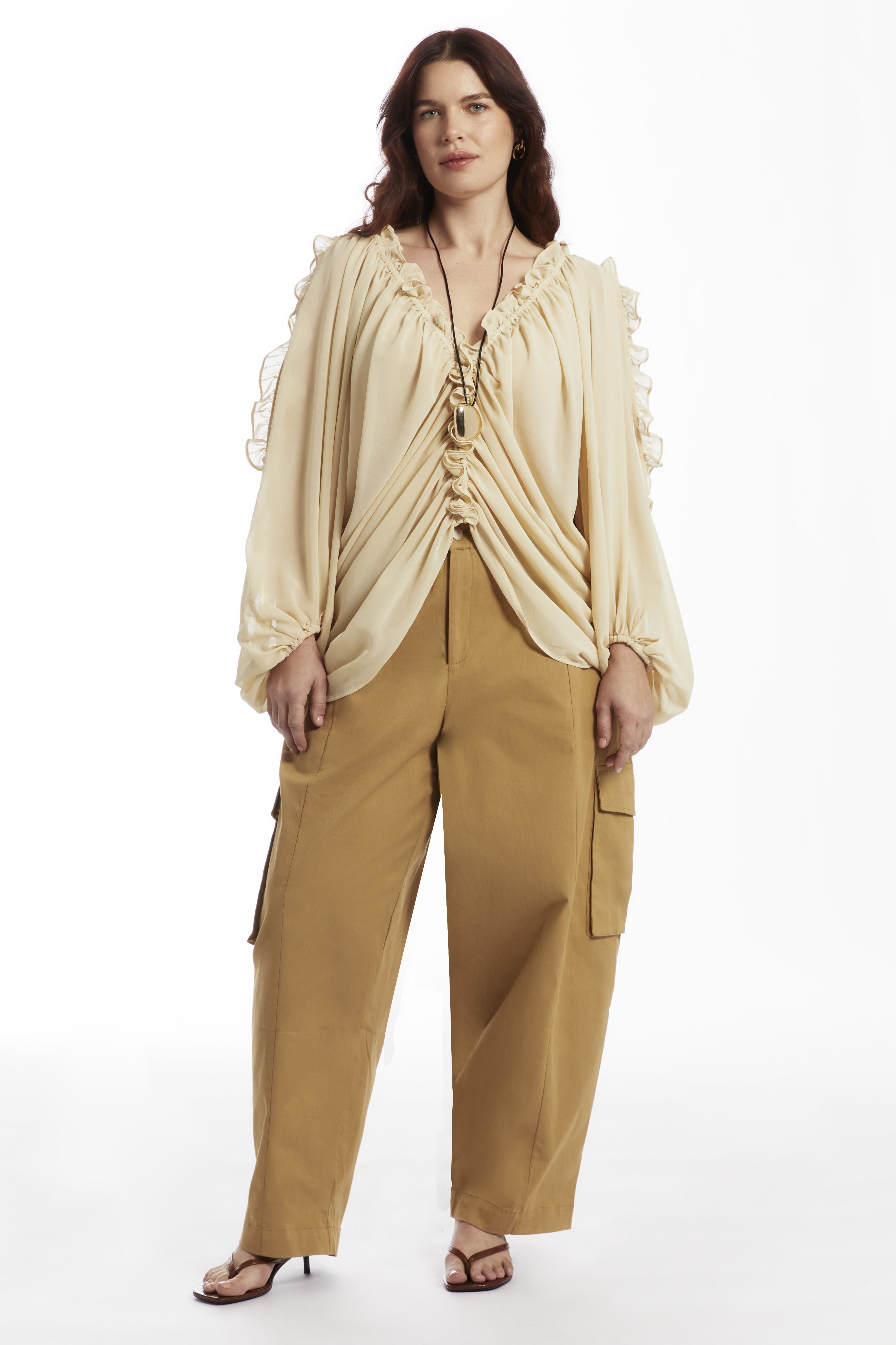 Barrel Leg Cargo Pant, RYE BREAD, on-hover image number 1