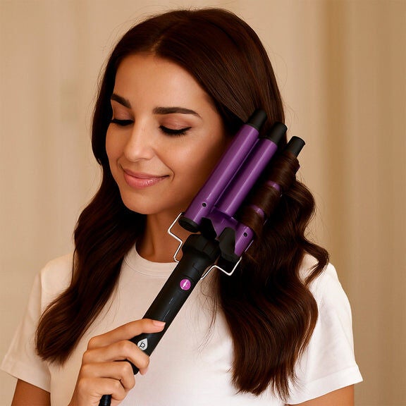 Triple Barrel Hair Curler, PURPLE, alternate image number 2
