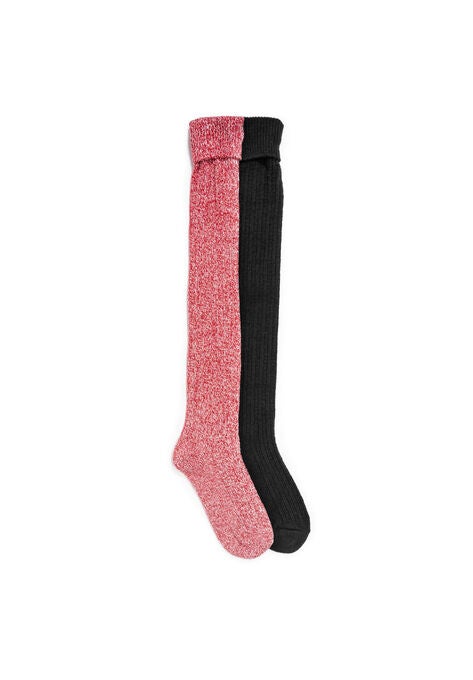 Marl Slippers Socks, RED GREY, hi-res image number null