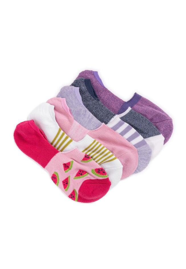 6 Pair Pack No Show Socks, WATERMELON MARL, hi-res image number null