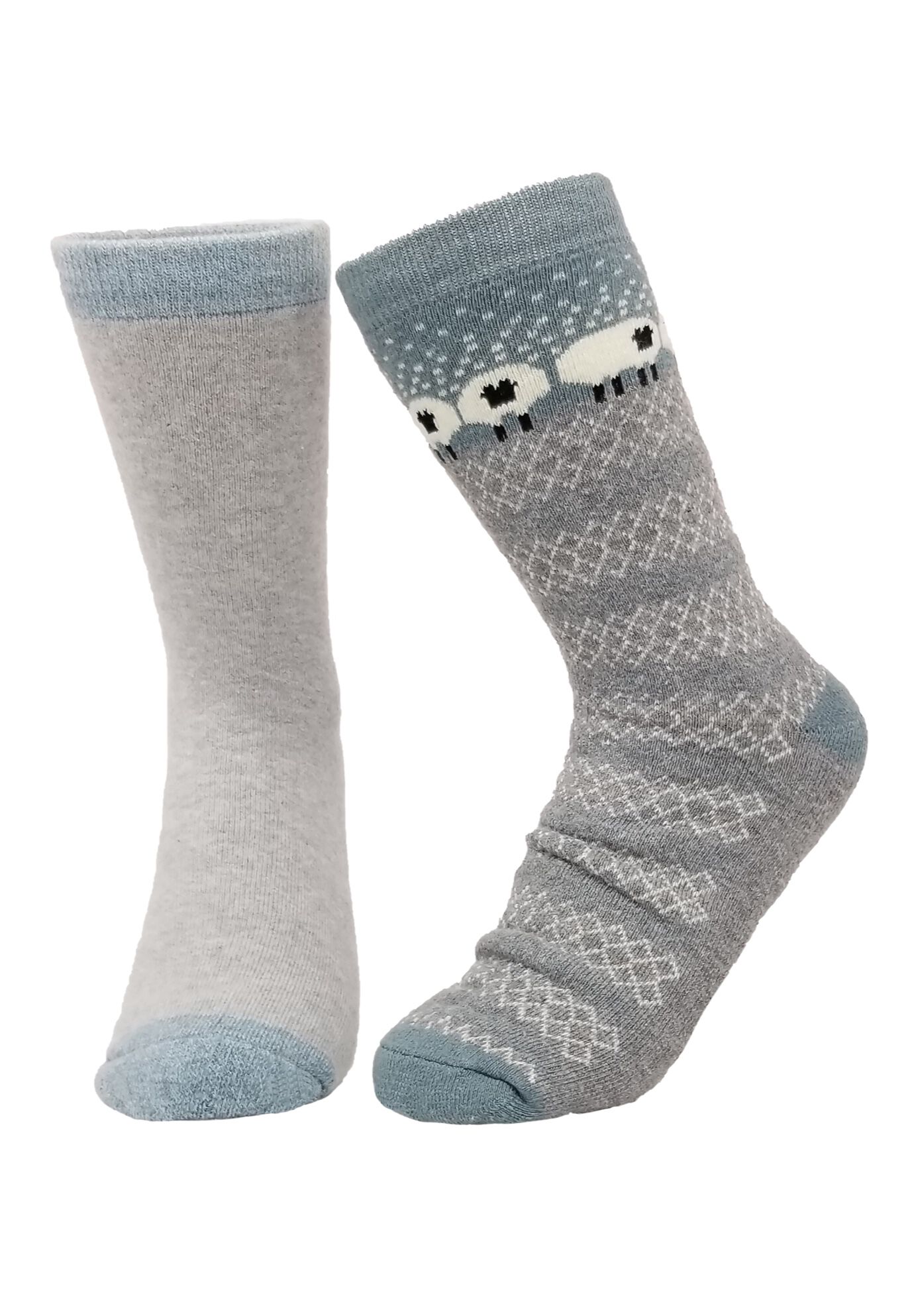 2 Pr Super Soft Polyester Thermal Insulated Socks, GREY SHEEP GREY, hi-res image number 0
