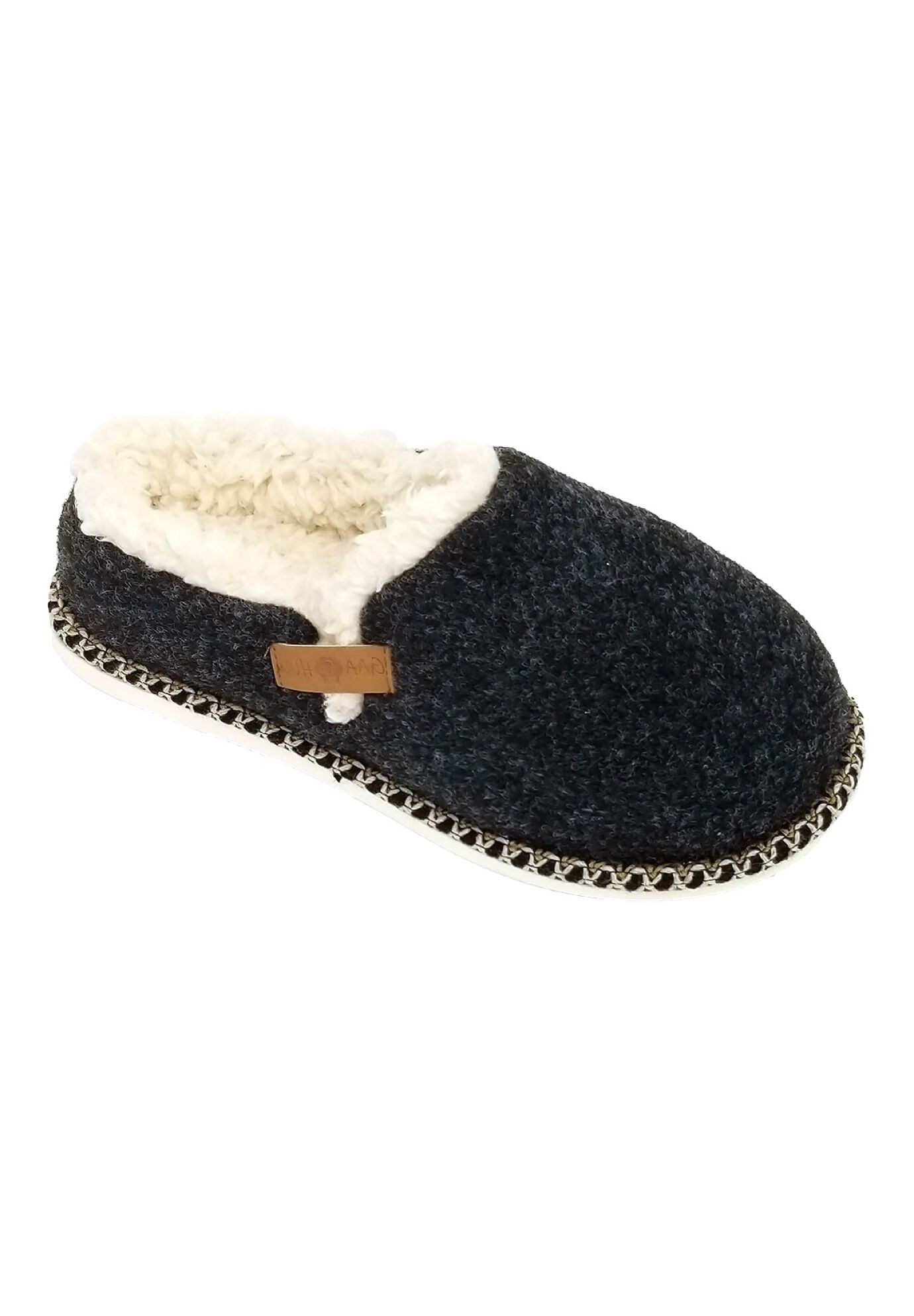 Faux Wool Felted Clog Slippers, BLACK, hi-res image number 0