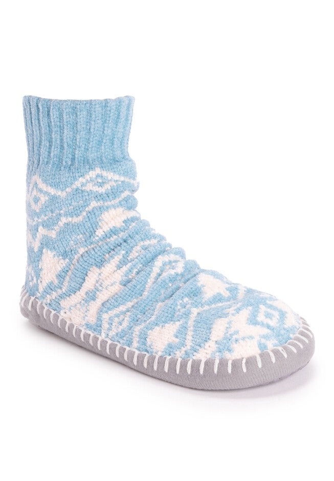 Chenille Short Slipper Sock by Muk Luks®, CAMEO BLUE, hi-res image number 0