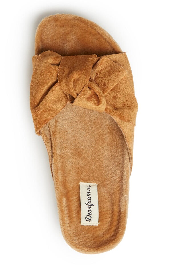 Megan Microsuede Bow Molded Footbed Slide, , alternate image number null