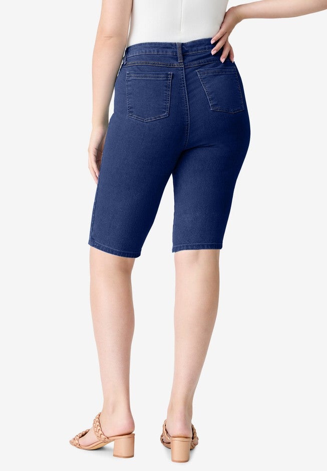 Plus Size Classic Stretch Bermuda Short, DARK WASH, alternate image number 2