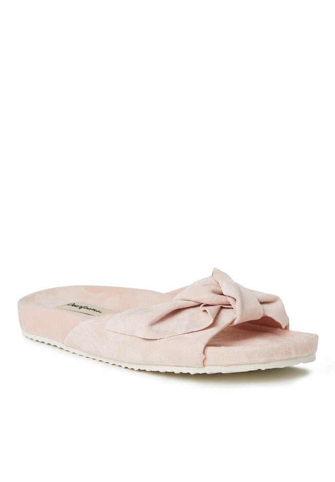Megan Microsuede Bow Molded Footbed Slide, DUSTY PINK, hi-res image number null