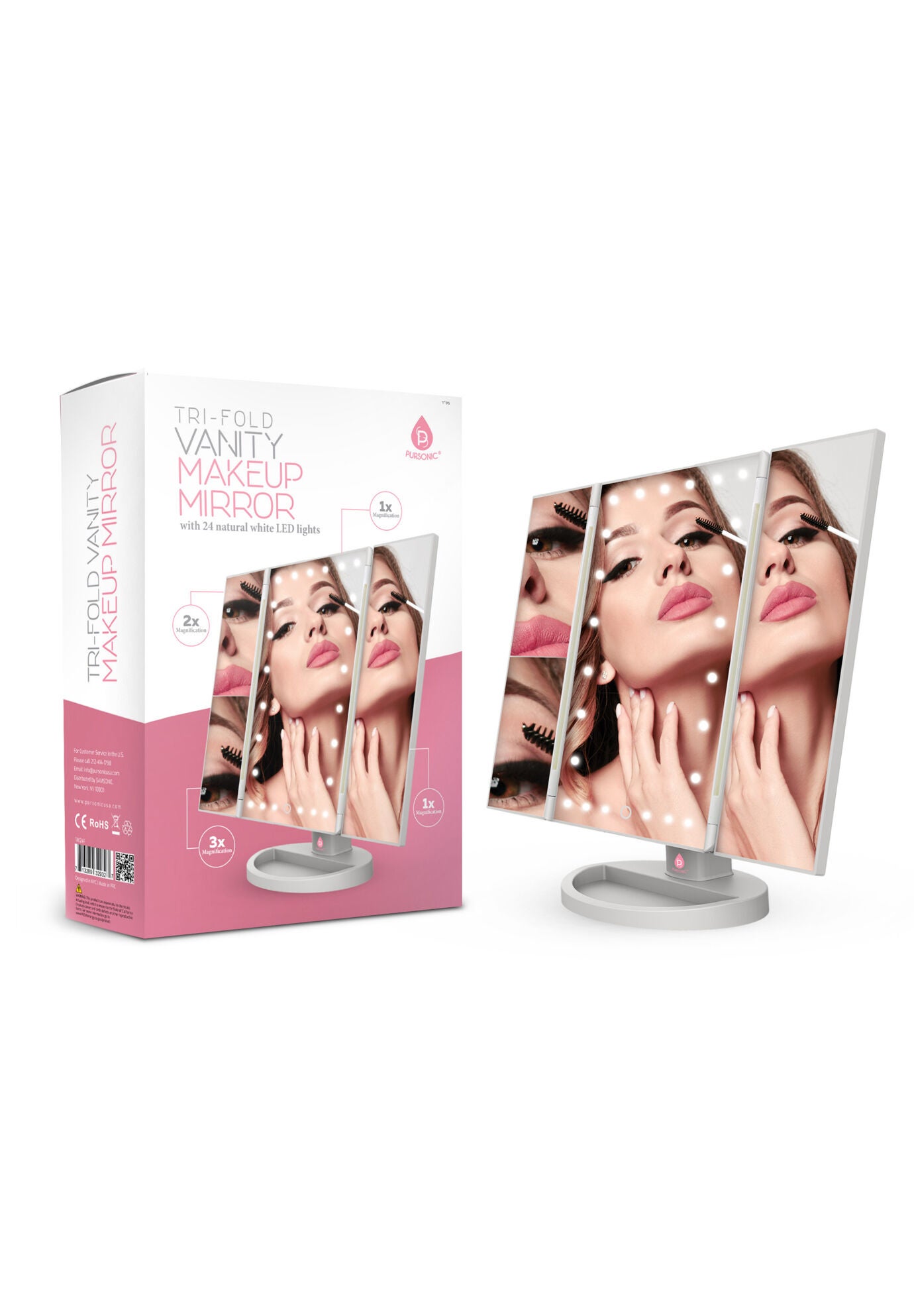 Tri-Fold Led Vanity Makeup Mirror, , on-hover image number 1