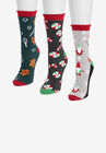3 Pack Holiday Crew Socks, , on-hover image number 1