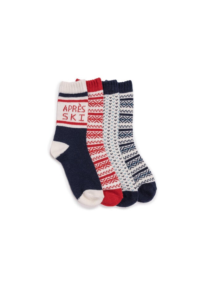 4 Pair Cozy Slipper Socks, RED BLUE, hi-res image number null