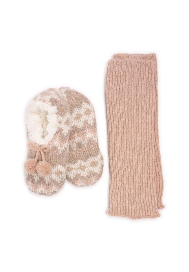 Feather Yarn Ballerina Slippers And Legwarmer Set, NEUTRAL, hi-res image number null
