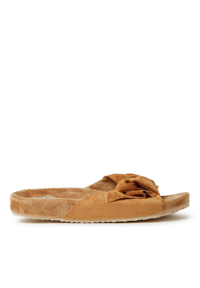 Megan Microsuede Bow Molded Footbed Slide, , alternate image number null