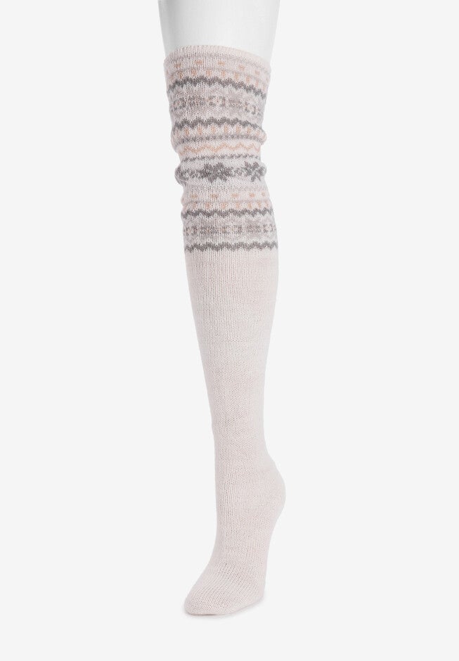 Patterned Cuff Over The Knee Socks, , alternate image number 2