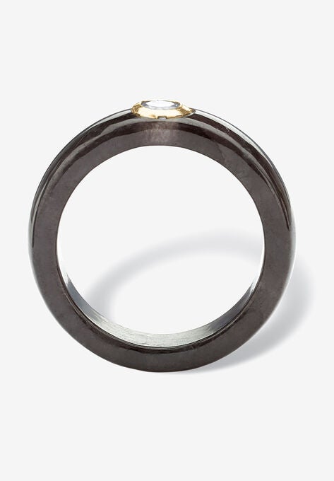 10K Yellow Gold Genuine Topaz Black Genuine Jade Bezel Set Ring Jewelry, , on-hover image number null