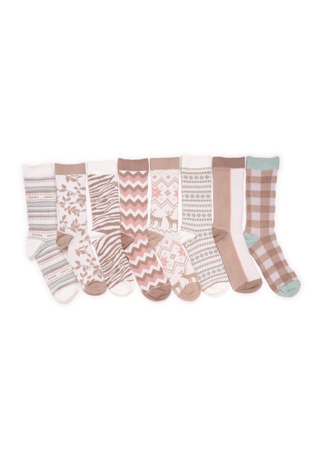 8 Pair Pack Microfiber Boot Socks Socks, IVORY, hi-res image number null