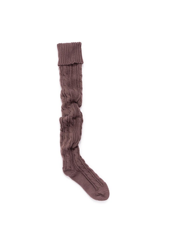 Cable Knit Slipper Socks, PURPLE HAZE, hi-res image number null