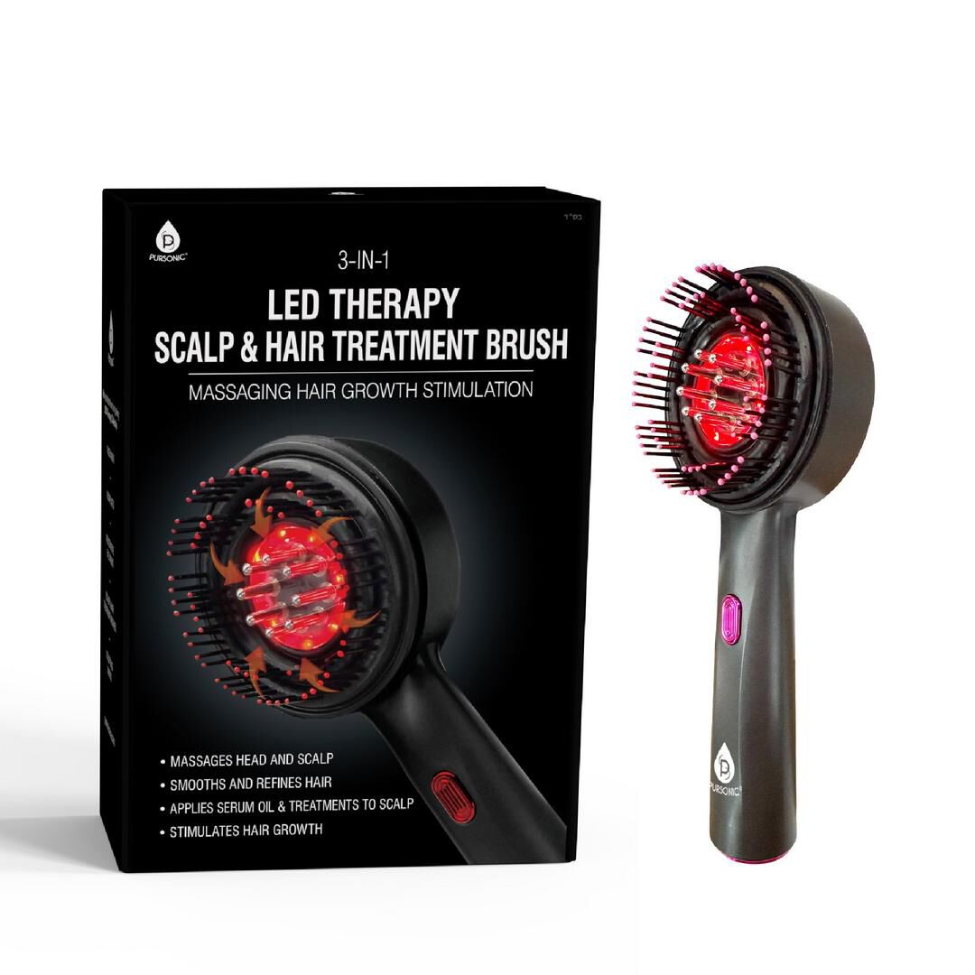 LED Therapy Hair Brush, BLACK, hi-res image number 0
