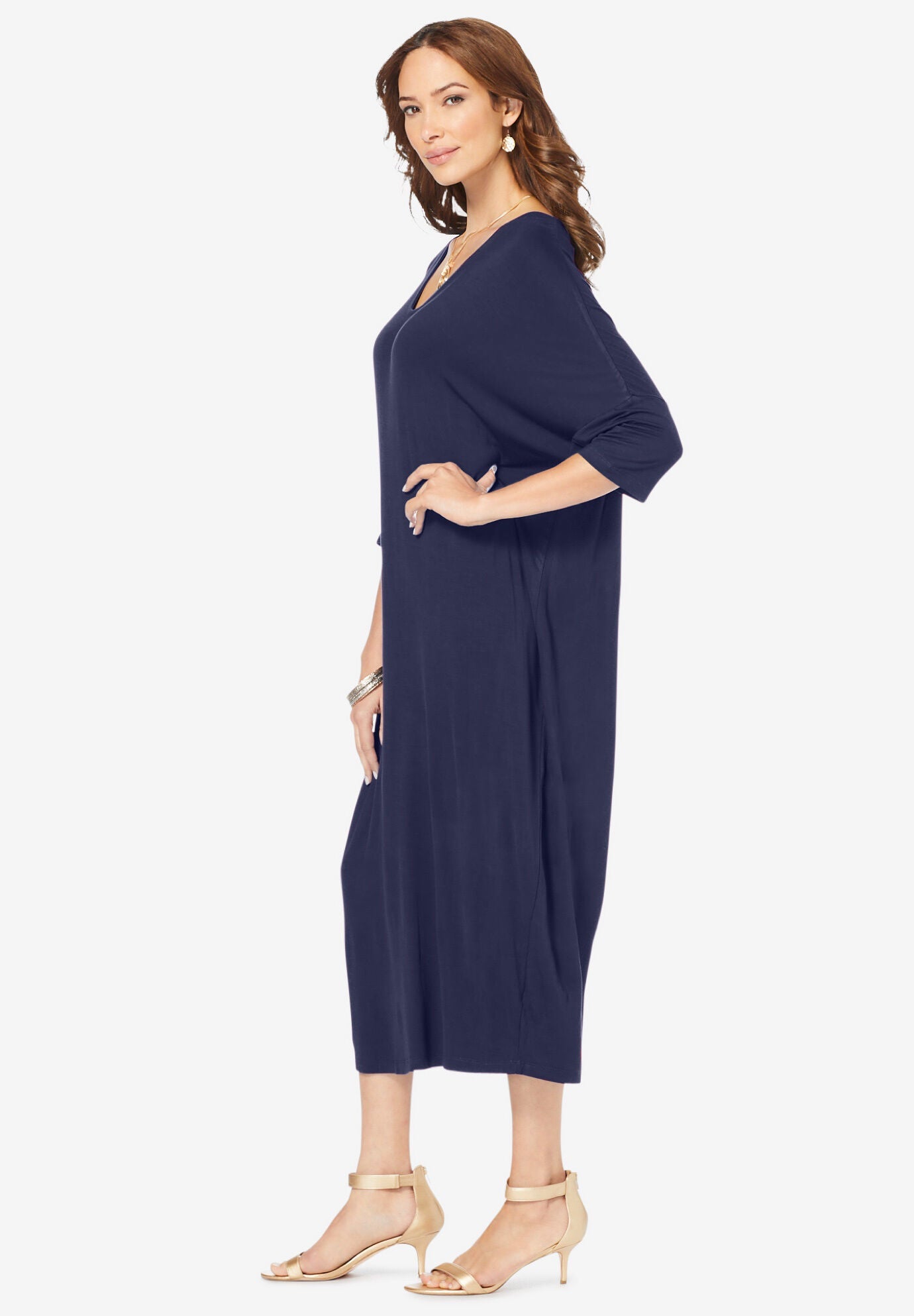 Bracelet-Length Drape Caftan, , alternate image number 2