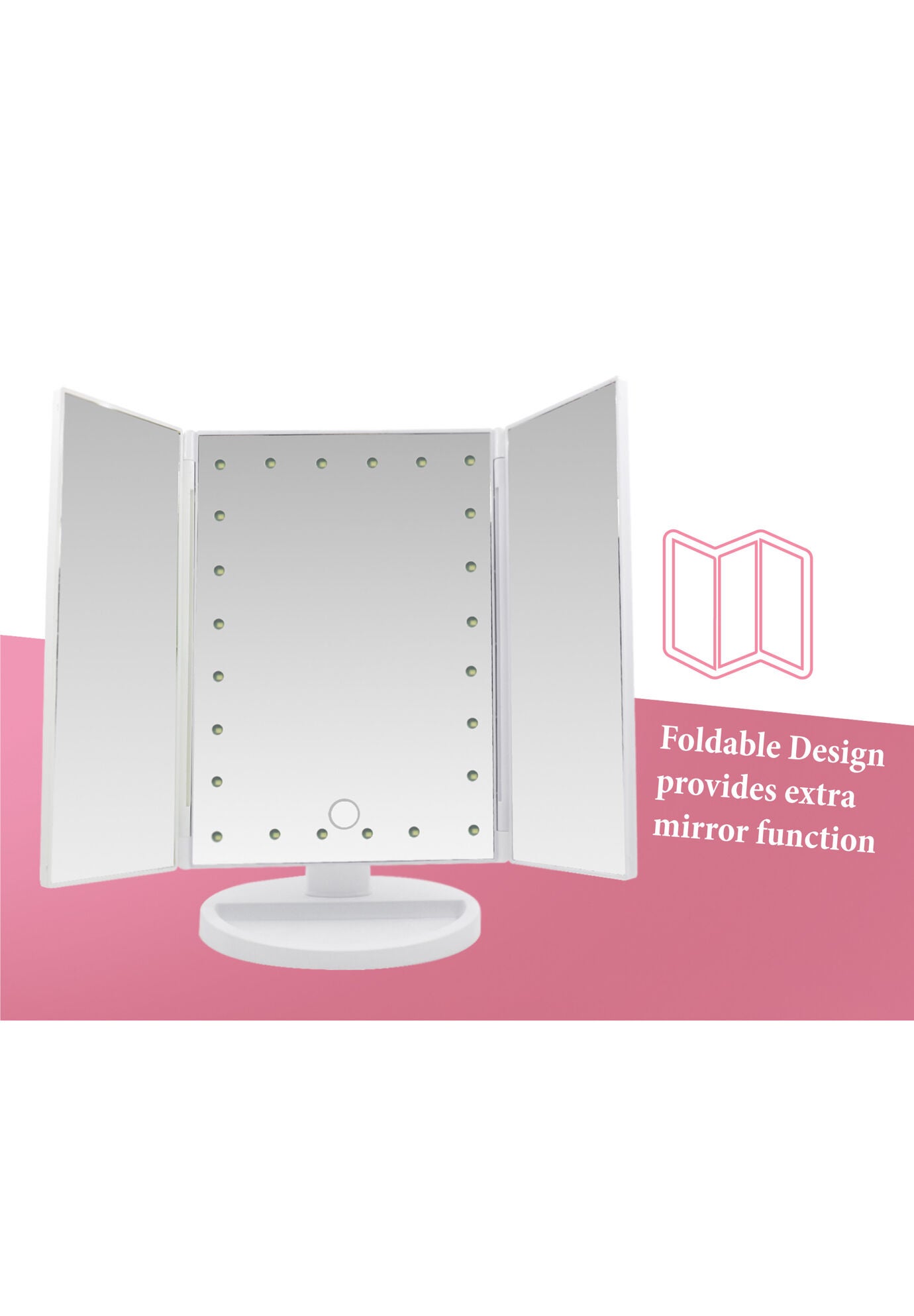 Tri-Fold Led Vanity Makeup Mirror, , alternate image number 2