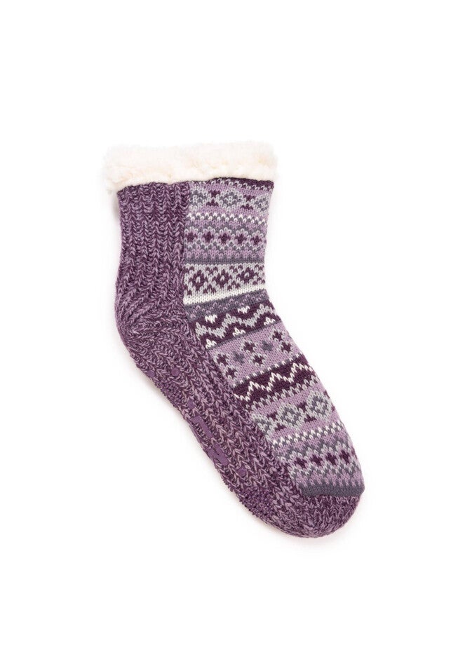 Cable Slipper Socks, WINTER VIOLET, hi-res image number 0