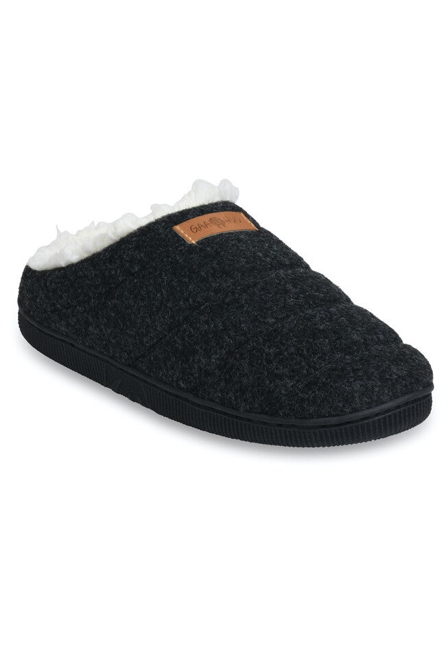 Faux Wool Tube Quilt Clog Slipper Slippers, BLACK, hi-res image number null