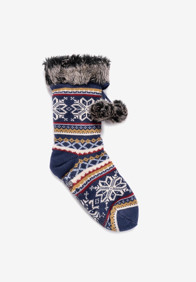 Fur Cuffed Cabin Socks, TWILIGHT, hi-res image number 0