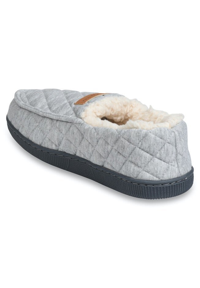 Quilted Jersey Mocassin Slipper Slippers, , on-hover image number 1