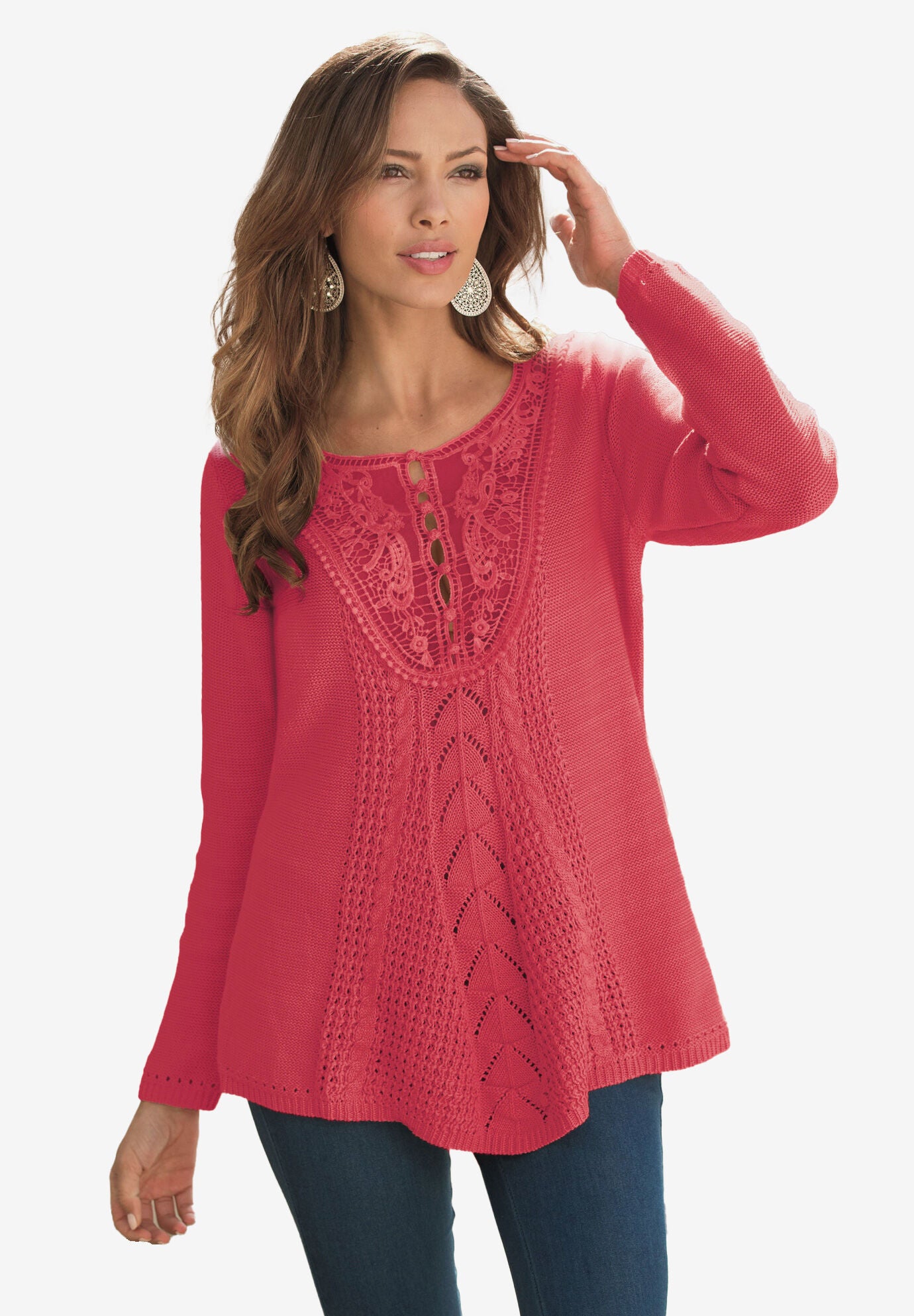 Lace Yoke Pullover Sweater | Intimates For All