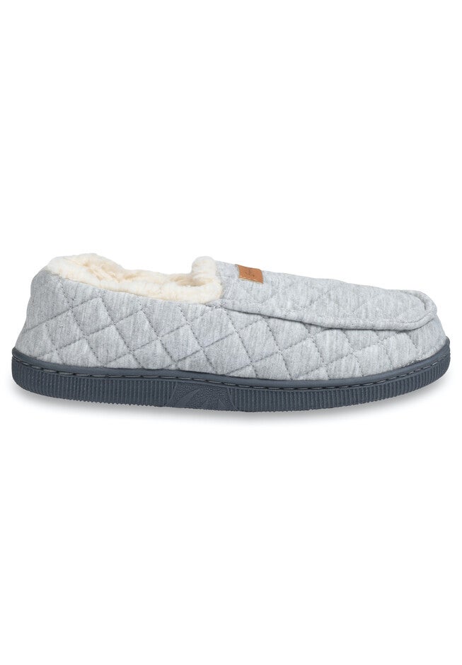 Quilted Jersey Mocassin Slipper Slippers, , alternate image number 2