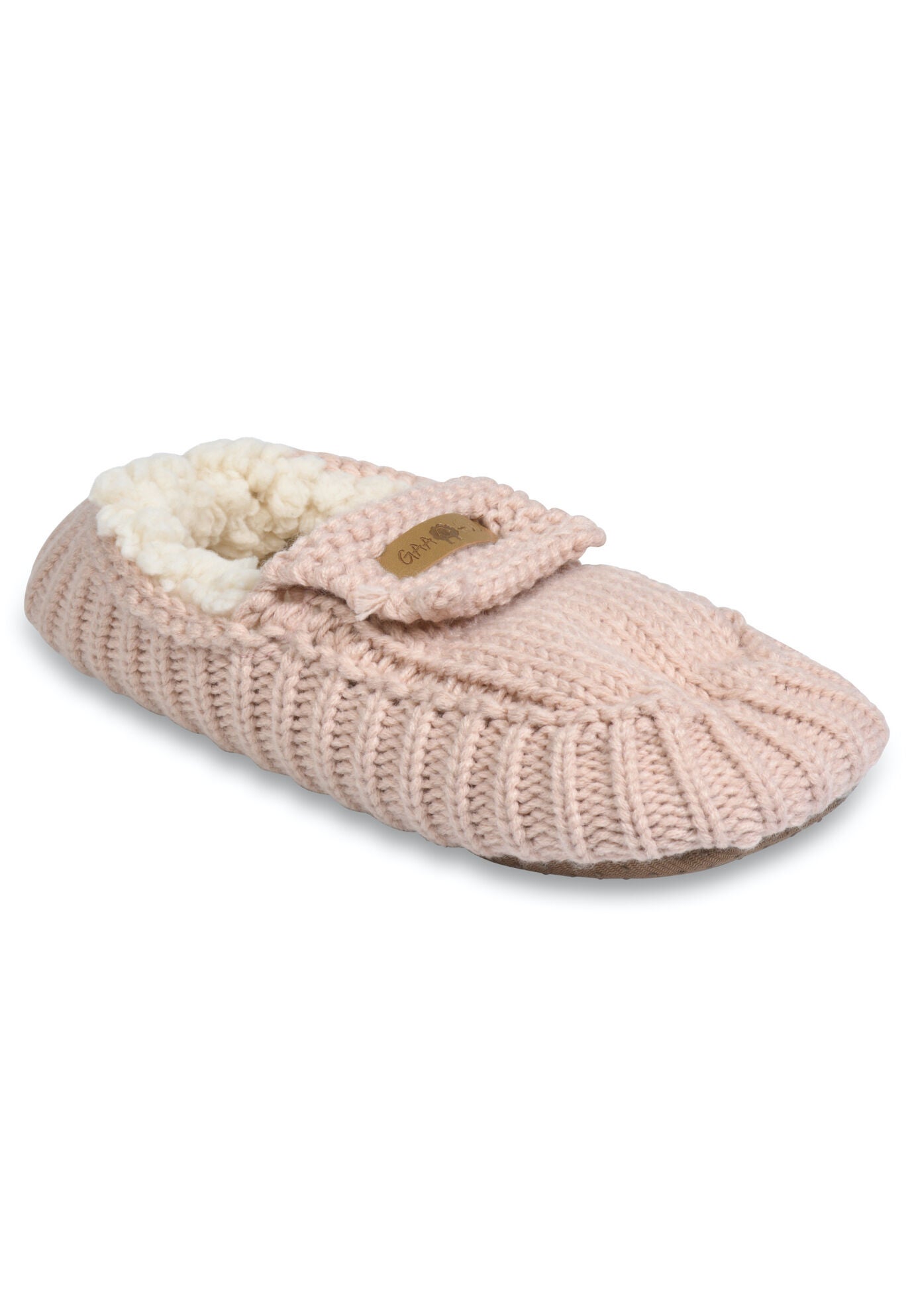 Womens Textured Knit Mocassin Slipper Slippers, PINK, hi-res image number 0