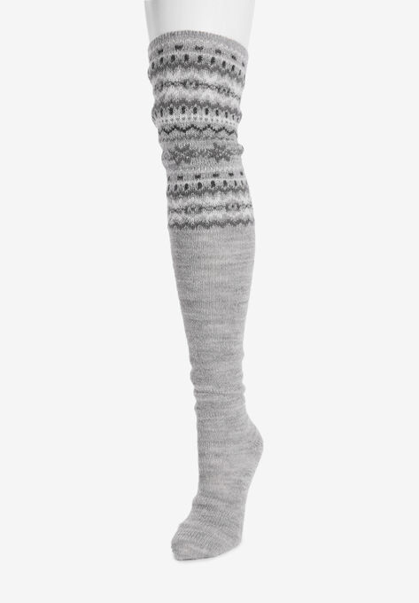 Patterned Cuff Over The Knee Socks, , on-hover image number null
