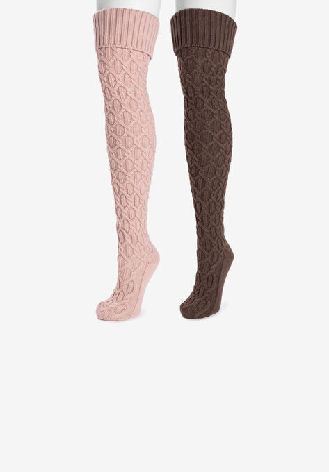 Chunky Cable Over The Knee 2 Pack Socks, , on-hover image number null