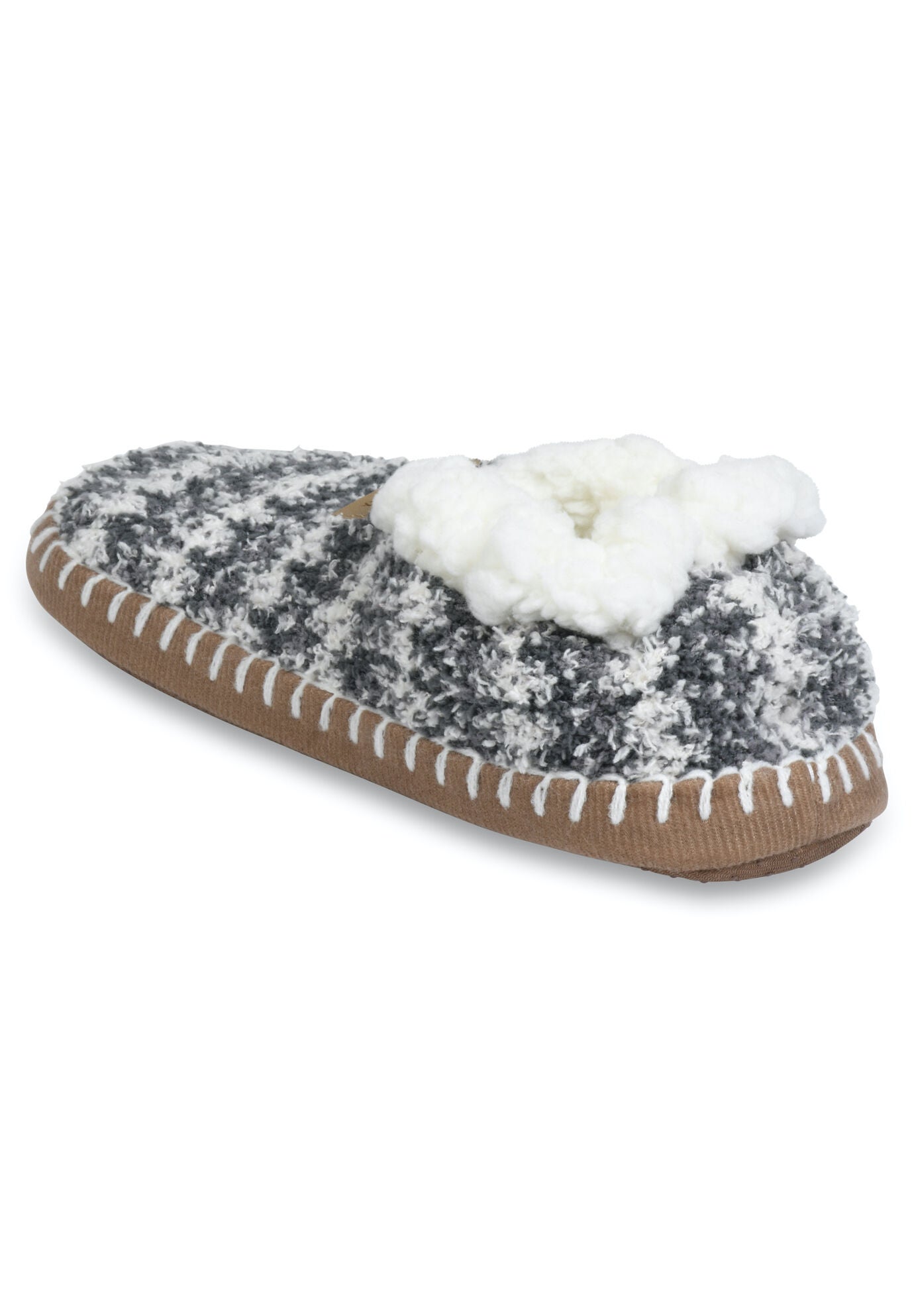 Womens Cozee Yarn Mocassin Slipper With Sidewall Slippers, , on-hover image number 1