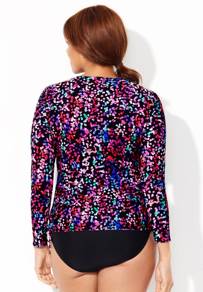 Chlorine Resistant Side-Tie Adjustable Long Sleeve Swim Tee, ELECTRIC PURPLE IRIS, on-hover image number null