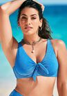 Shimmer Tie Front Underwire Bikini Top, BLUE WITH SPECKLE, hi-res image number null