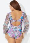 Cup Sized Chiffon Sleeve One Piece Swimsuit, , alternate image number null