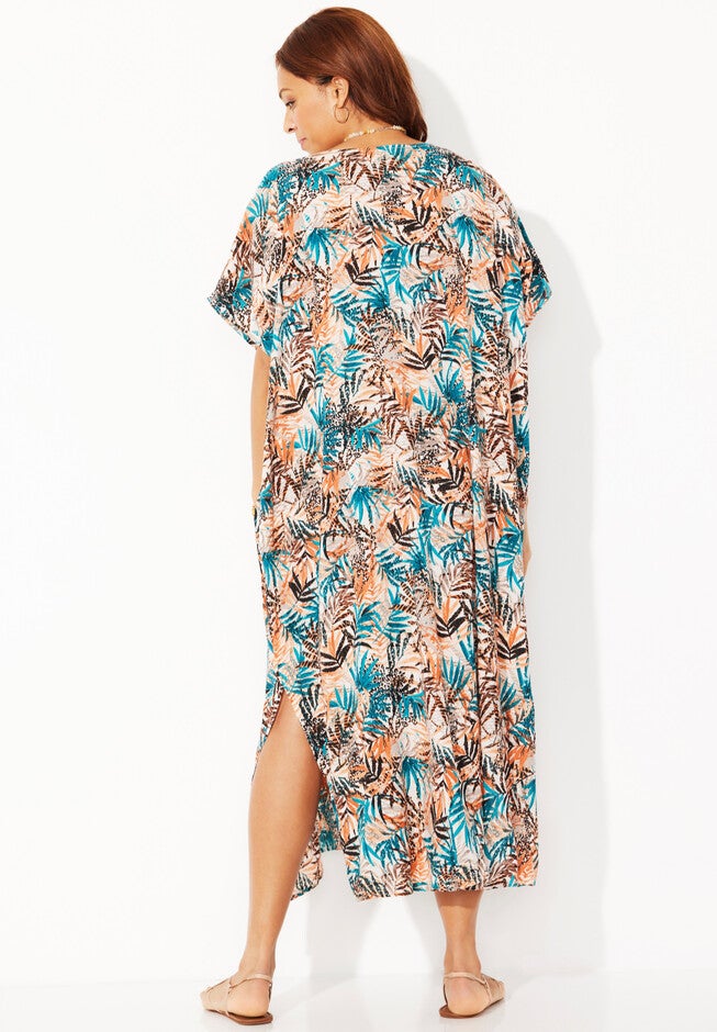 V-neck Tunic Cover-Up Dress, , on-hover image number null