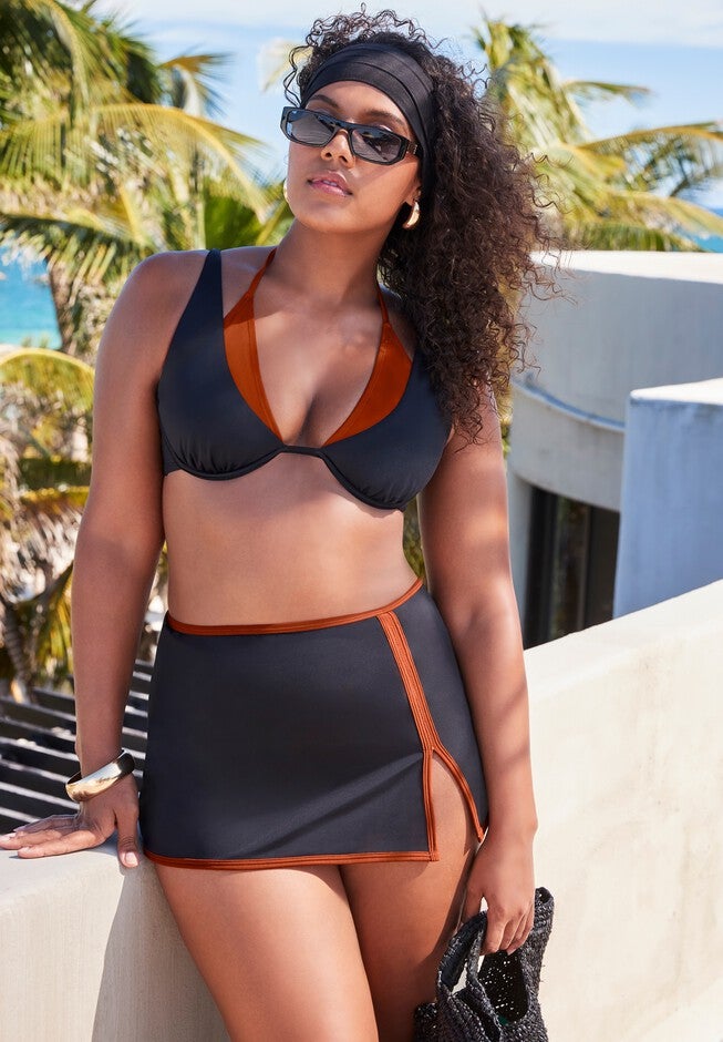Underwire Shimmer Peekaboo Bikini Skirt Set, , hi-res image number null