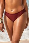 Knit Mesh Overlay Bikini Bottom, MAROON, hi-res image number null