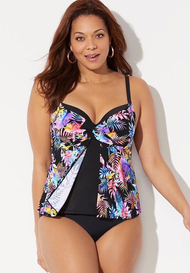 Faux Flyaway Underwire Tankini Set, , alternate image number null