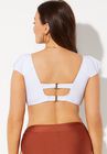 Tie Front Cup Sized Cap Sleeve Underwire Bikini Top, , on-hover image number null